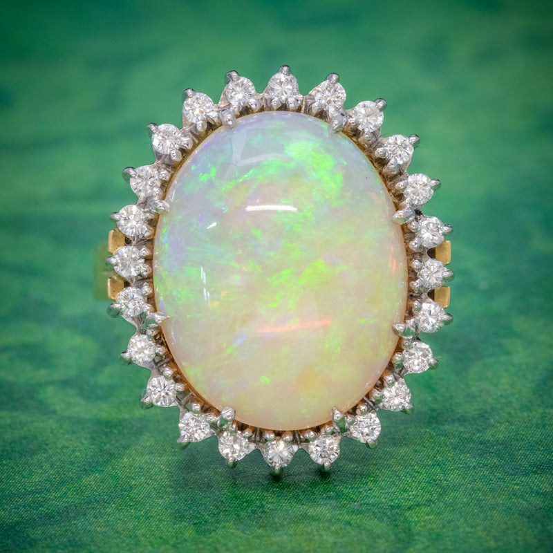 VINTAGE 12CT NATURAL OPAL CLUSTER RING 18CT GOLD CIRCA 1960 COVER