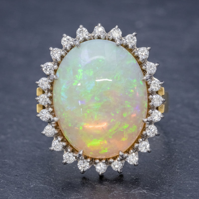 VINTAGE 12CT NATURAL OPAL CLUSTER RING 18CT GOLD CIRCA 1960 Antique Jewellery Online