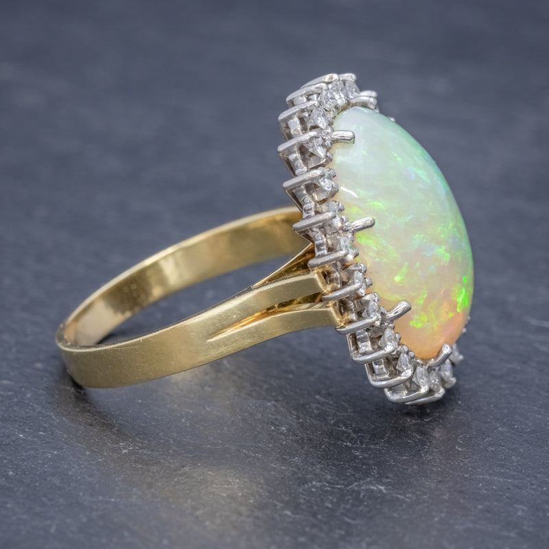 VINTAGE 12CT NATURAL OPAL CLUSTER RING 18CT GOLD CIRCA 1960 SIDE2