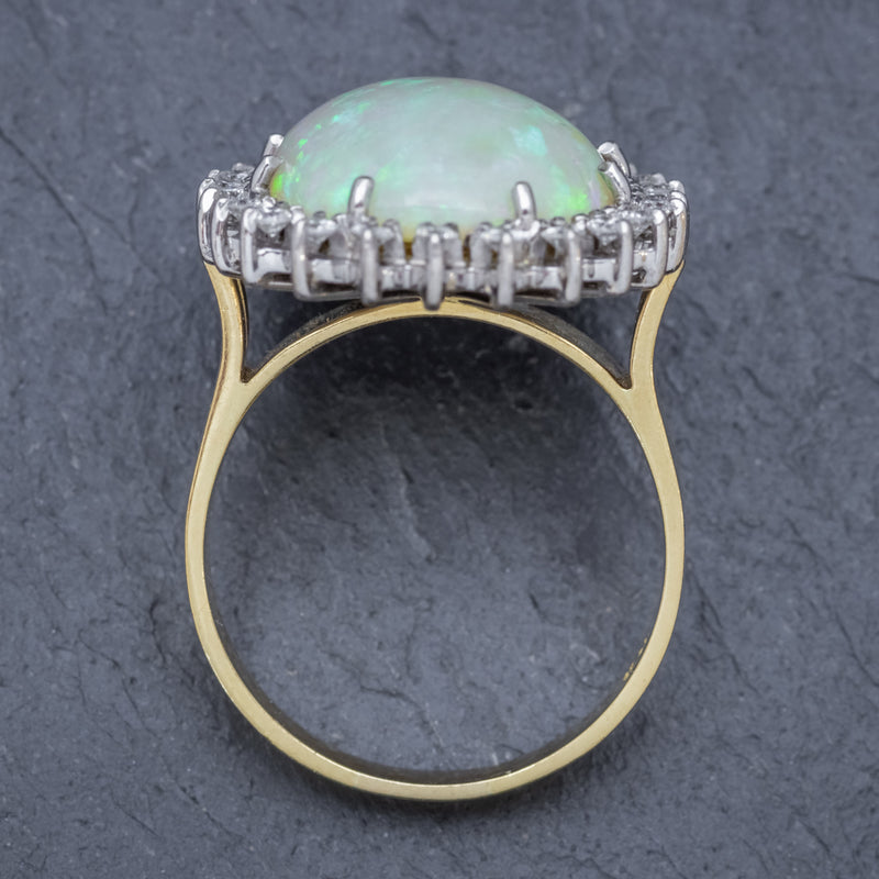 VINTAGE 12CT NATURAL OPAL CLUSTER RING 18CT GOLD CIRCA 1960 TOP
