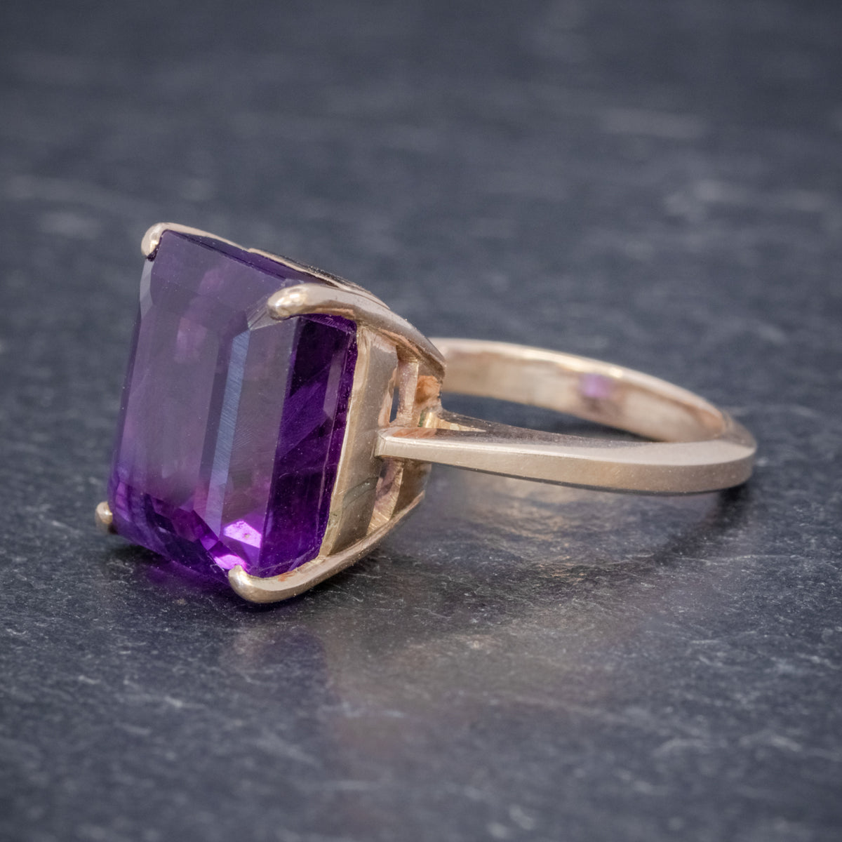 VINTAGE 6CT AMETHYST RING 9CT GOLD CIRCA 1960 Antique Jewellery Online