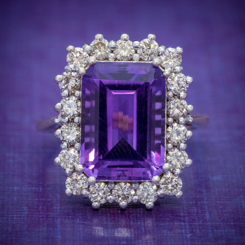 VINTAGE AMETHYST CLUSTER RING 18CT GOLD CIRCA 1950 COVER