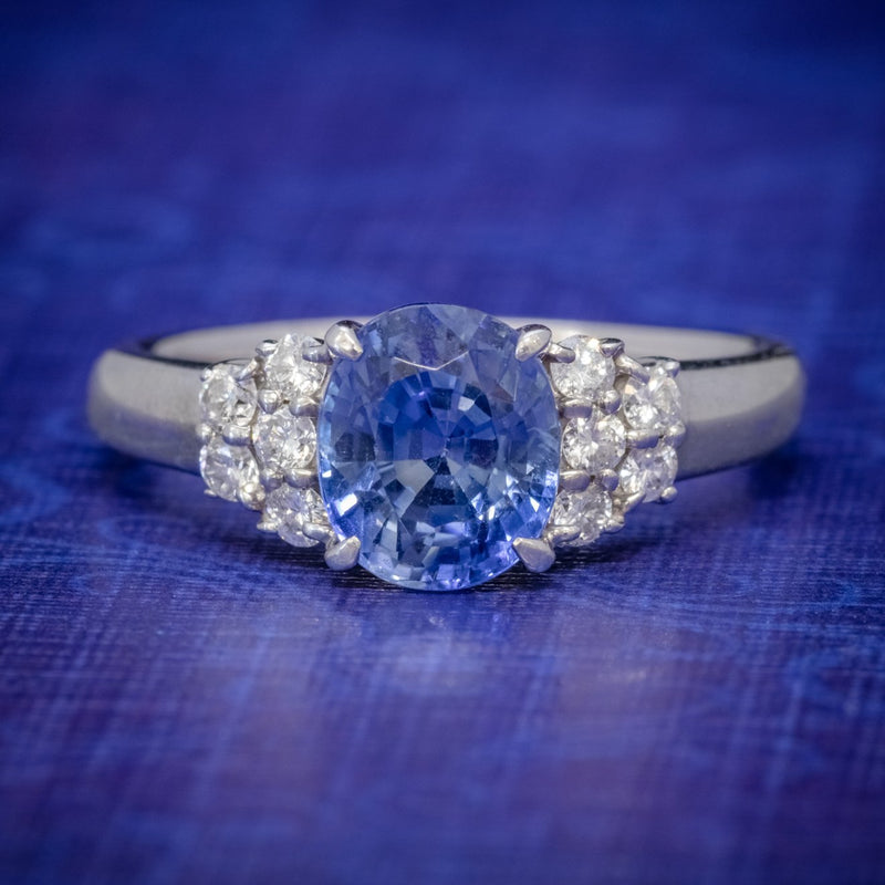 Edwardian Ceylonese Sapphire and Diamond Cluster Ring - Charlotte Sayers  Antique Jewellery