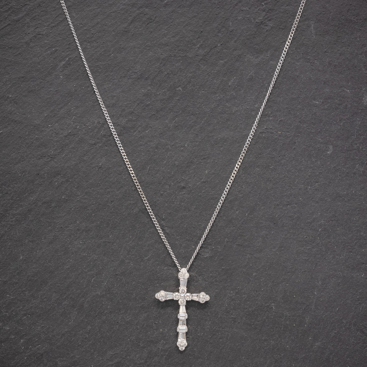 Vintage diamond cross necklace discount