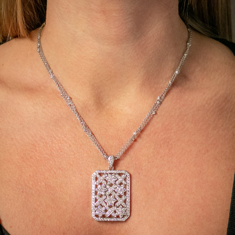 THE LEO Diamond Flower Necklace 5/8 ct tw 14K White Gold 19” | Kay