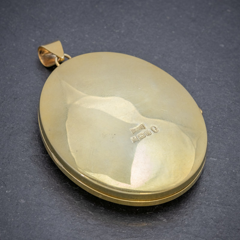 Vintage Engraved Locket 18ct Gold On Silver Dated 1977 Silver Jubilee  BACK