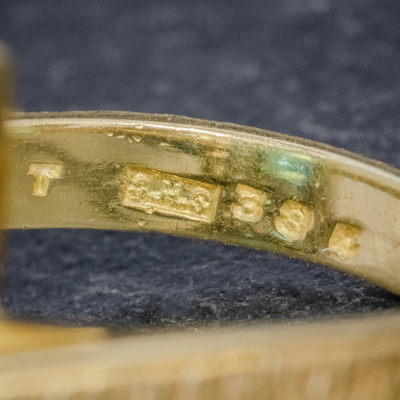 VINTAGE GREEN TOURMALINE DIAMOND RING 18CT GOLD DATED 1975 HALLMARKS 2