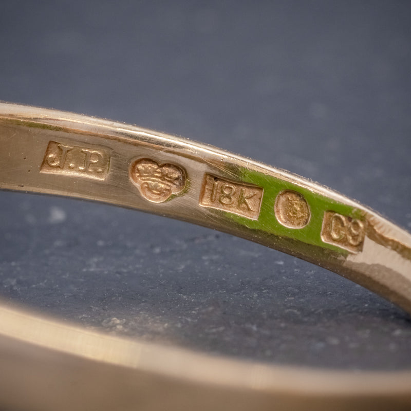 VINTAGE JADE SIGNET RING 18CT GOLD SWEDEN DATED 1953 hallmark