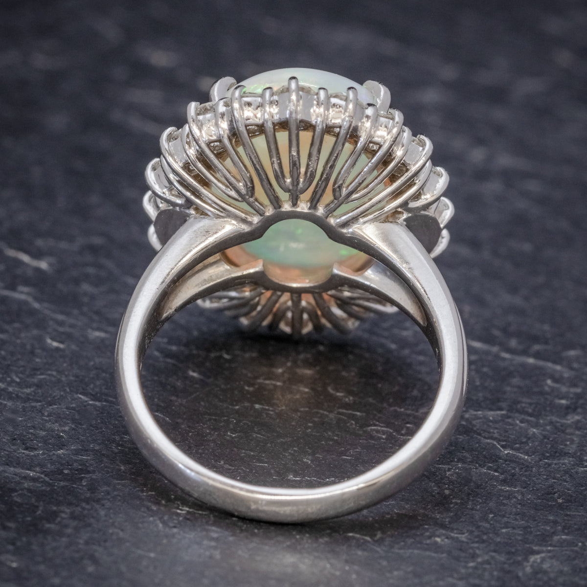 VINTAGE OPAL CLUSTER RING PLATINUM 10CT OPAL Antique Jewellery Online