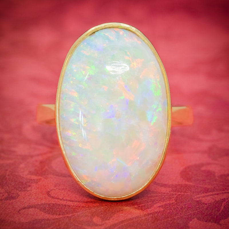 Men's Gold Australian Crystal Opal Ring - Black Star Opal