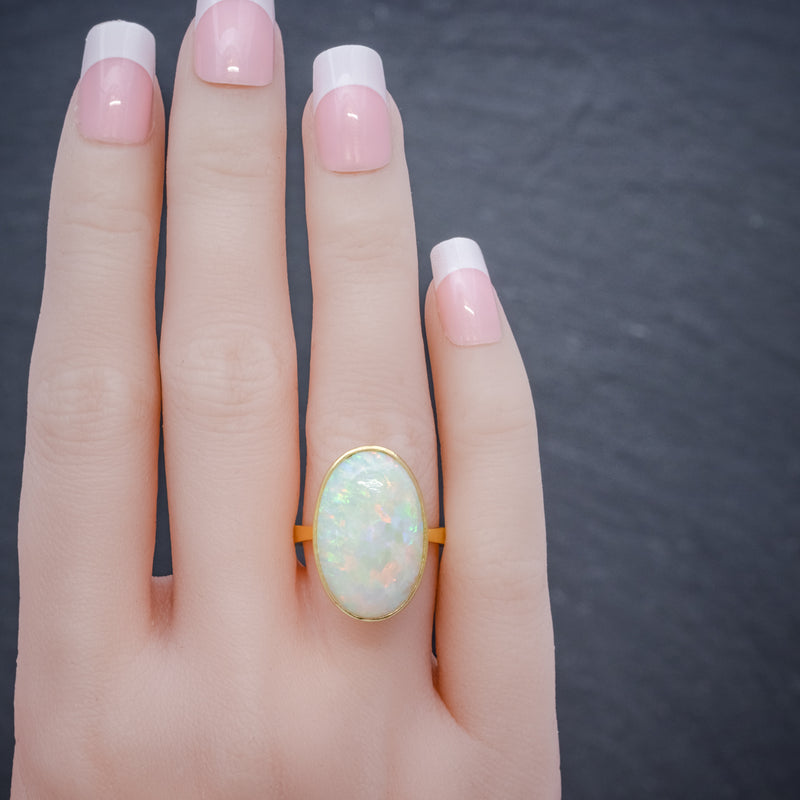 VINTAGE OPAL RING 14ct GOLD NATURAL 14CT OPAL CIRCA 1940 hand