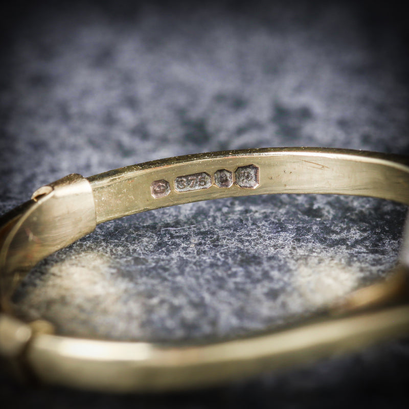 VINTAGE PASTE SOLITAIRE RING 9CT GOLD CIRCA 1960 HALLMARK