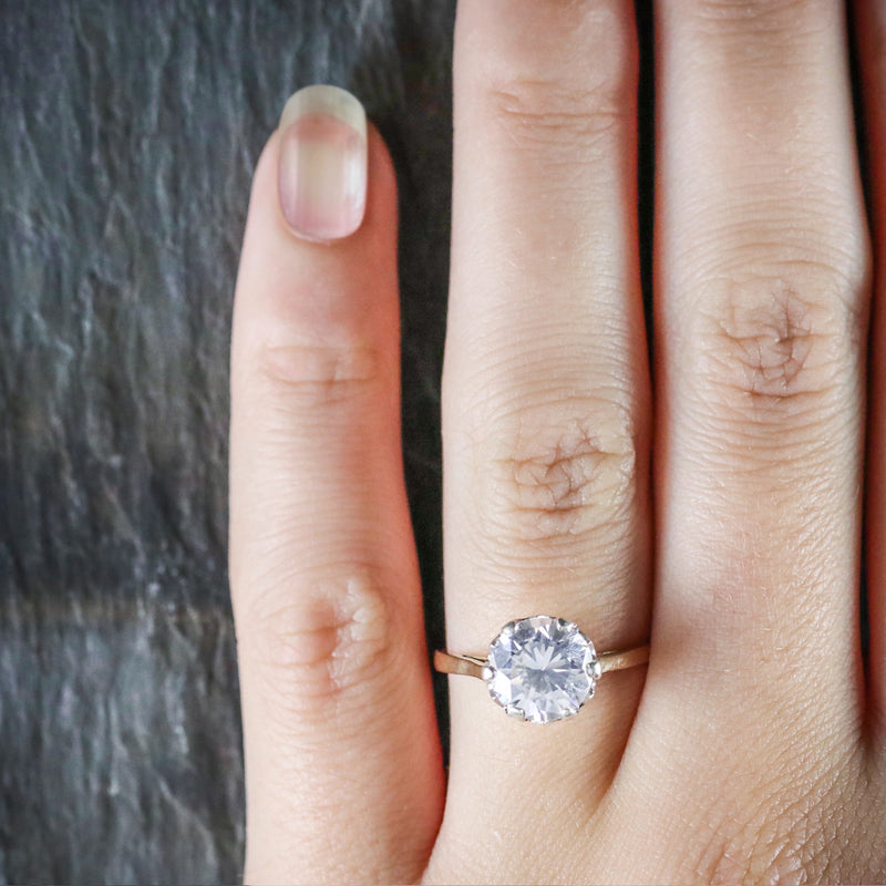 Vintage Paste Solitaire Ring 9ct Gold Engagement Ring Circa 1960 Antique Jewellery Online