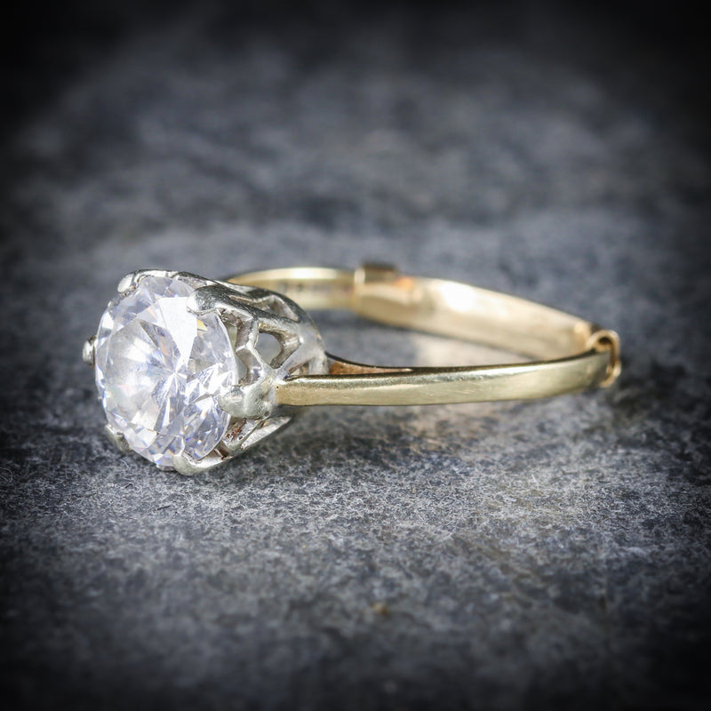 VINTAGE PASTE SOLITAIRE RING 9CT GOLD CIRCA 1960 SIDE