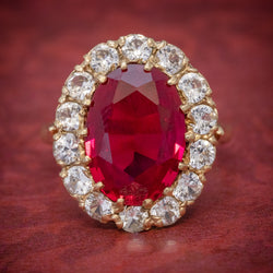 VINTAGE RUBY CLUSTER RING 9CT GOLD 6.5CT RUBY DATED 1971 cover