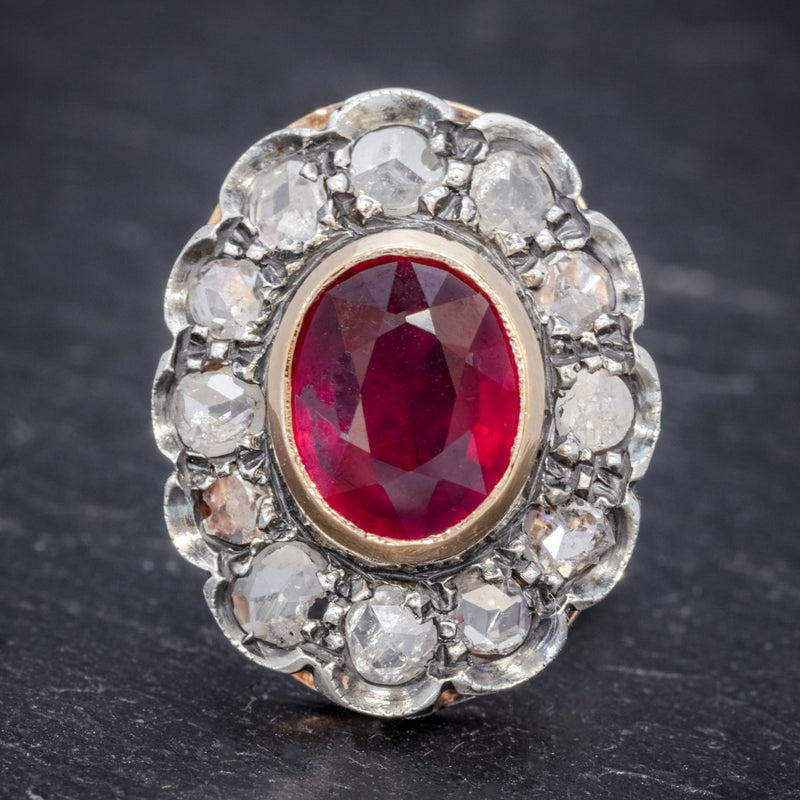 VINTAGE RUBY DIAMOND EARRINGS 3.50CT RUBY 3CT DIAMONDS 18CT GOLD CIRCA 1930 CLOSE
