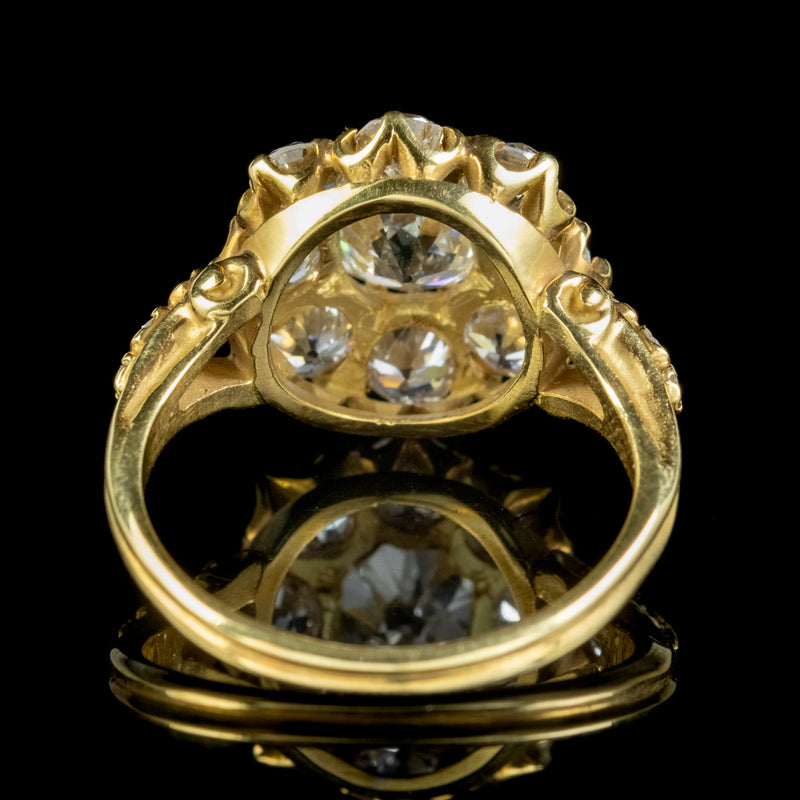 Victorian Style Diamond Cluster Ring 3ct Of Diamond 