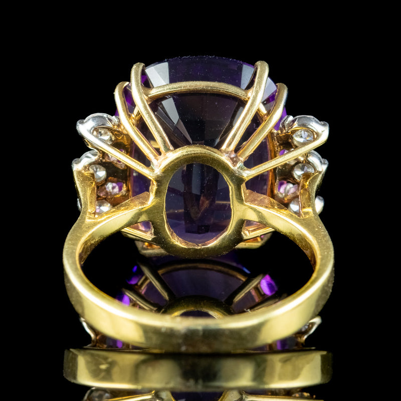 Vintage Amethyst Diamond Cocktail Ring 16ct Amethyst 