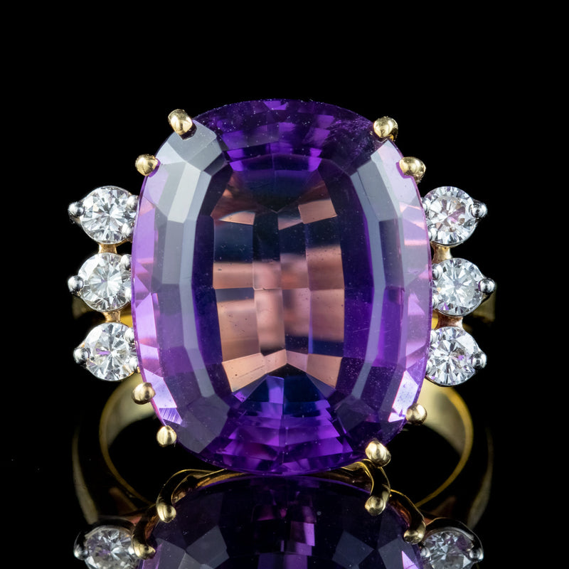 Vintage Amethyst Diamond Cocktail Ring 16ct Amethyst 
