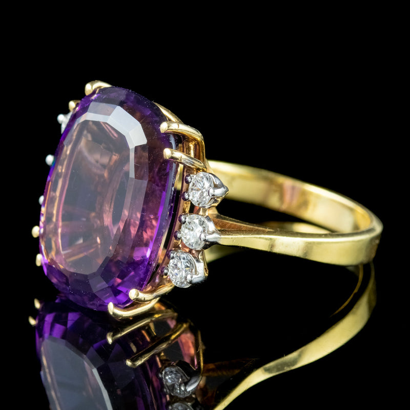 Vintage Amethyst Diamond Cocktail Ring 16ct Amethyst 