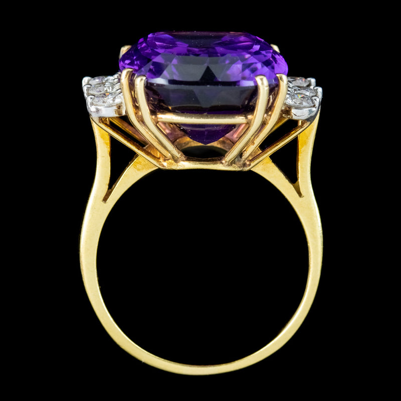 Vintage Amethyst Diamond Cocktail Ring 16ct Amethyst 