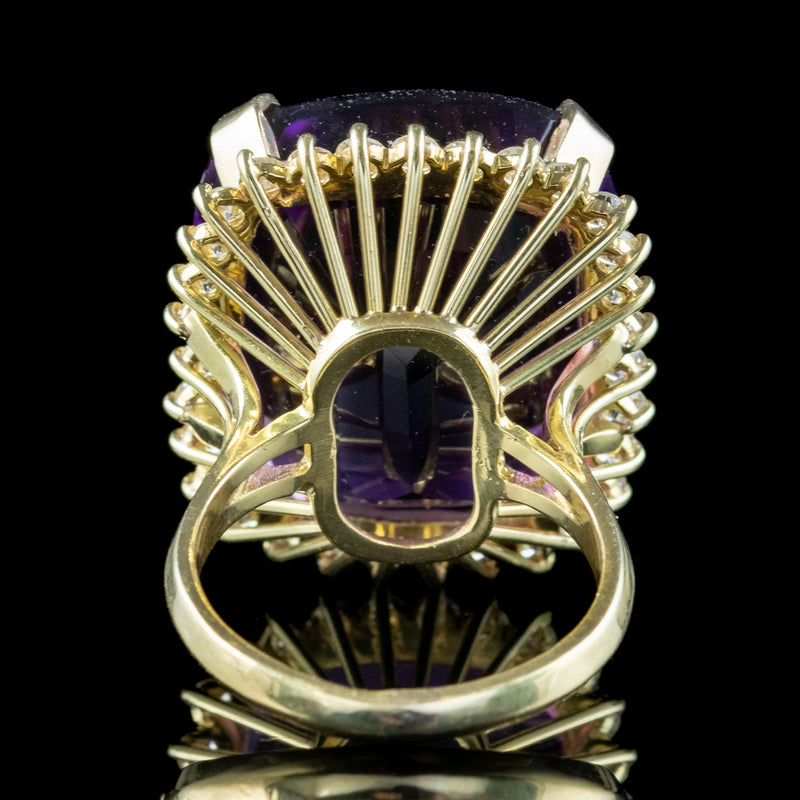 Vintage Amethyst Diamond Cocktail Ring 40ct Amethyst 