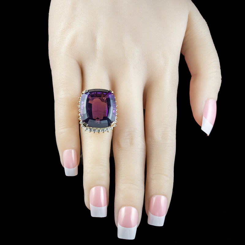 Vintage Amethyst Diamond Cocktail Ring 40ct Amethyst 