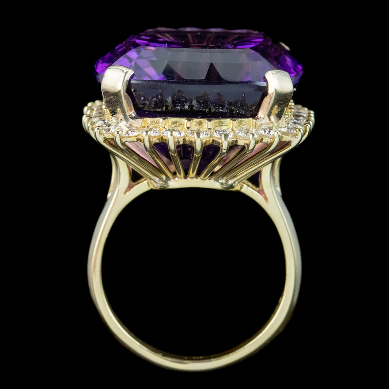 Vintage Amethyst Diamond Cocktail Ring 40ct Amethyst 