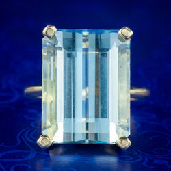 Vintage Aquamarine Cocktail Ring 22ct Aqua