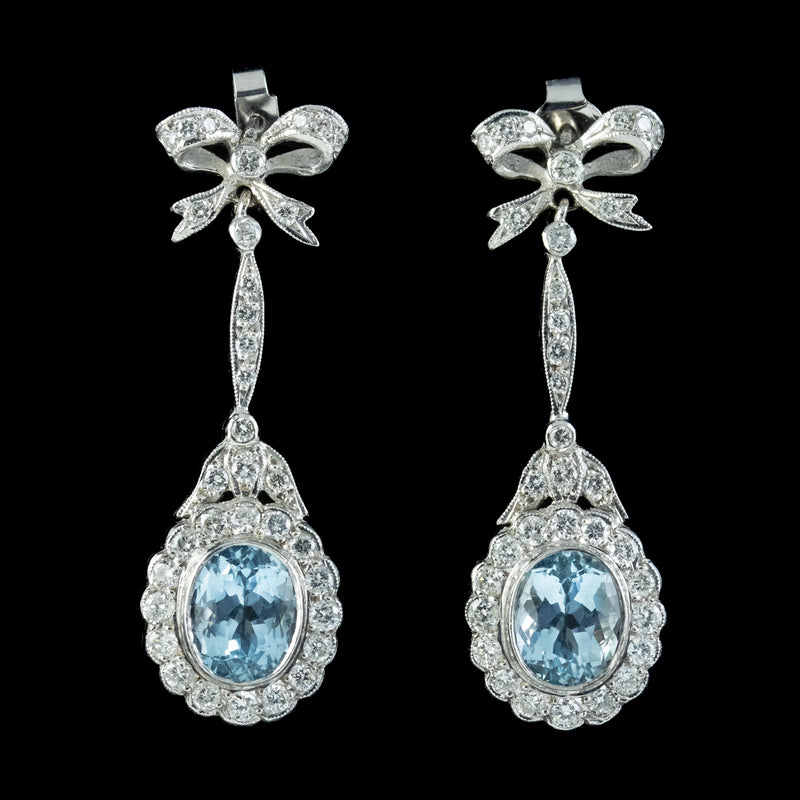 Aquamarine and Sapphire Retro Earrings