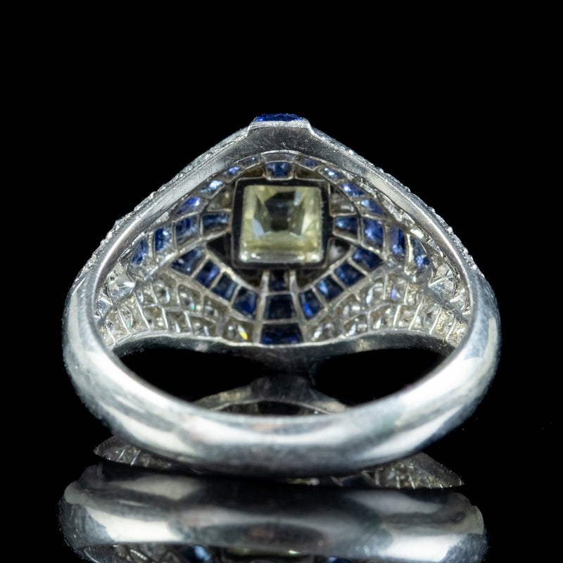 Vintage Art Deco Style Sapphire Diamond Ring 2.7ct Of Diamond
