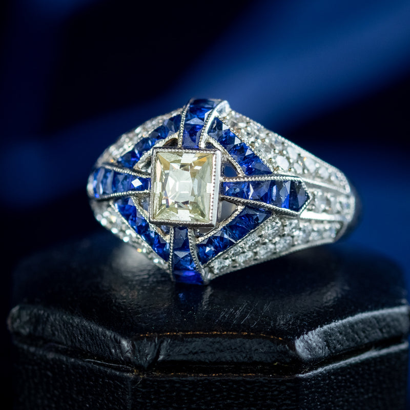 Art deco discount sapphire band