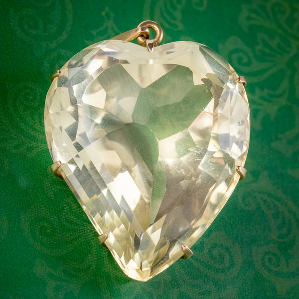 Vintage Citrine Witches Heart Pendant Over 50ct Circa 1930