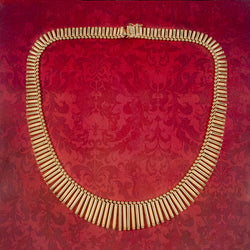 Vintage Cleopatra Fringe Collar Necklace 9ct Gold Unoaerre
