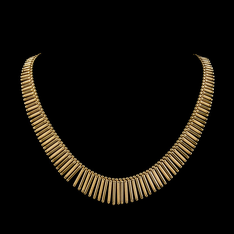 Vintage Cleopatra Fringe Collar Necklace 9ct Gold Unoaerre