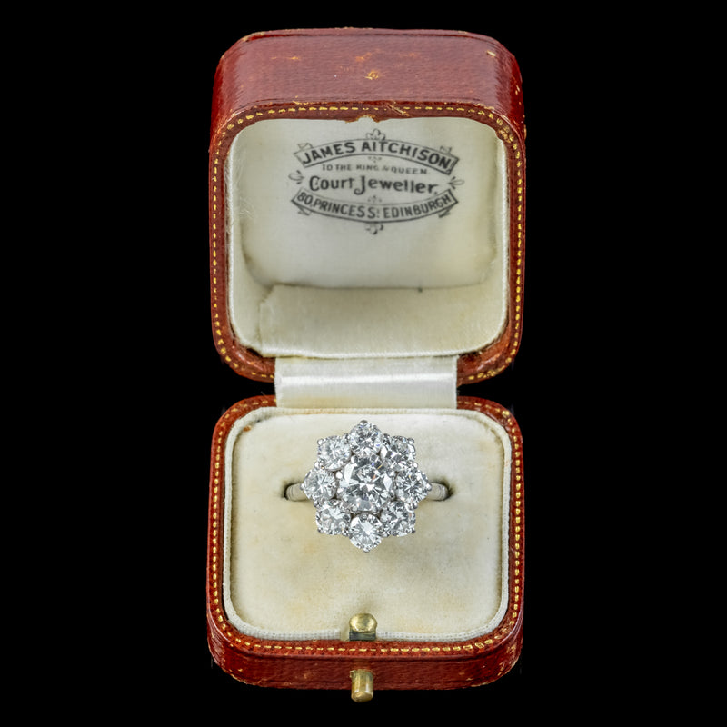 Vintage Diamond Cluster Ring 3.45ct Of Diamond