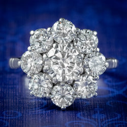 Vintage Diamond Cluster Ring 3.45ct Of Diamond