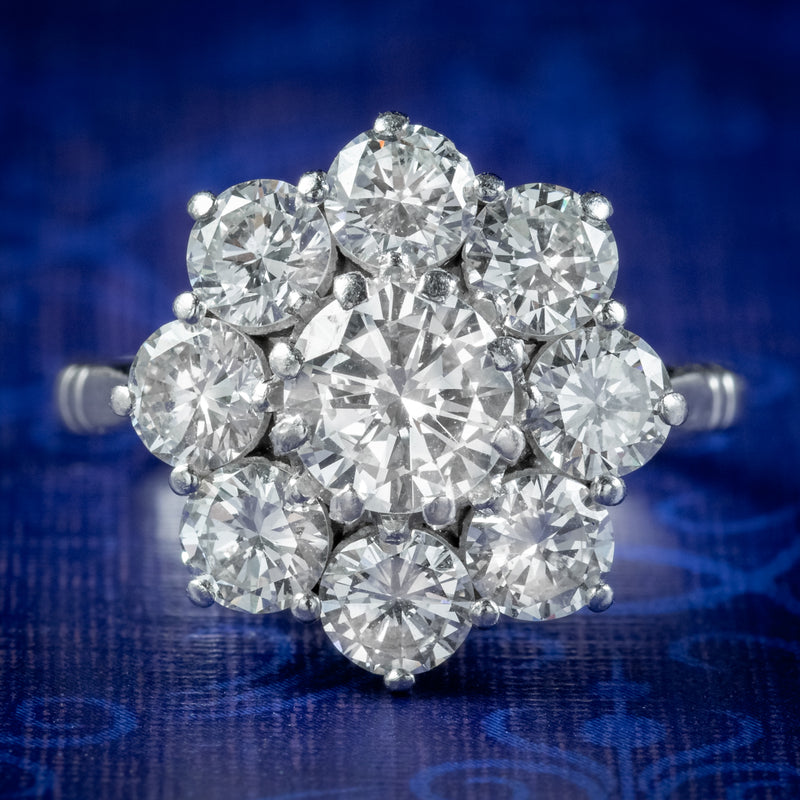 Edwardian Style Opal Diamond Flower Cluster Ring 3.1ct Opal – Antique  Jewellery Online