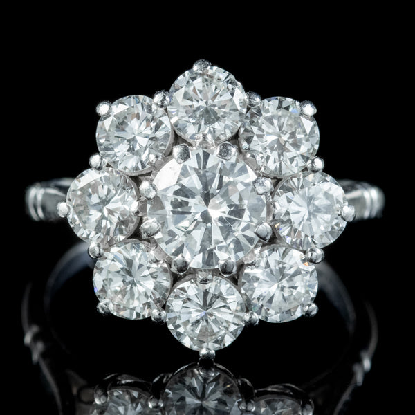 Vintage Diamond Cluster Ring 3.45ct Of Diamond