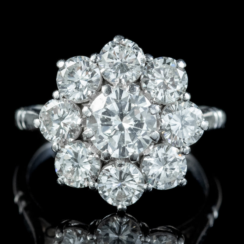 Vintage Diamond Cluster Ring 3.45ct Of Diamond