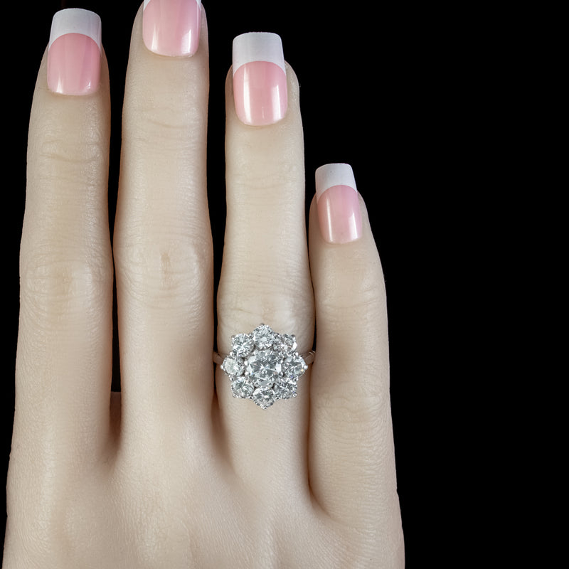 Vintage Diamond Cluster Ring 3.45ct Of Diamond