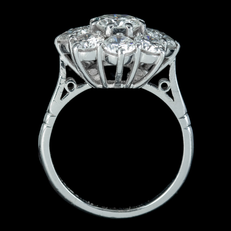Vintage Diamond Cluster Ring 3.45ct Of Diamond