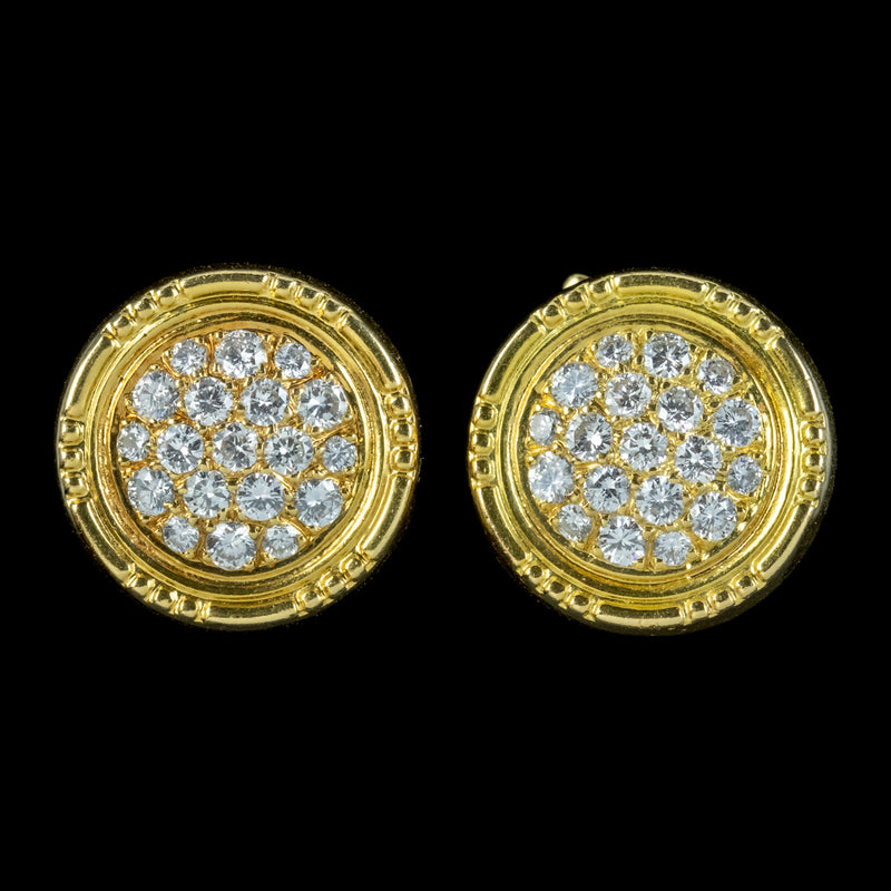 Vintage Diamond Garrard Earrings 18ct Gold 2.6ct Of Diamond Boxed