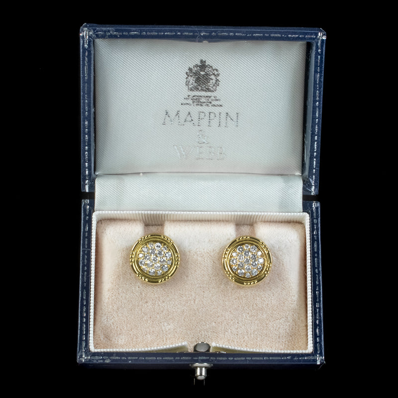 Vintage Diamond Garrard Earrings 18ct Gold 2.6ct Of Diamond Boxed