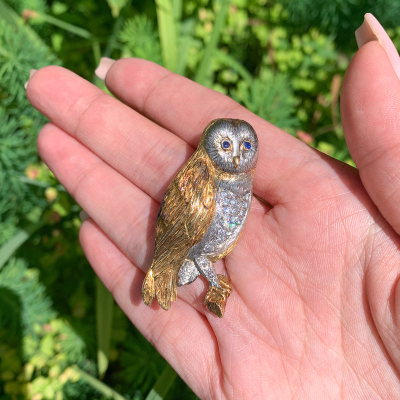 Vintage owl brooch outlet