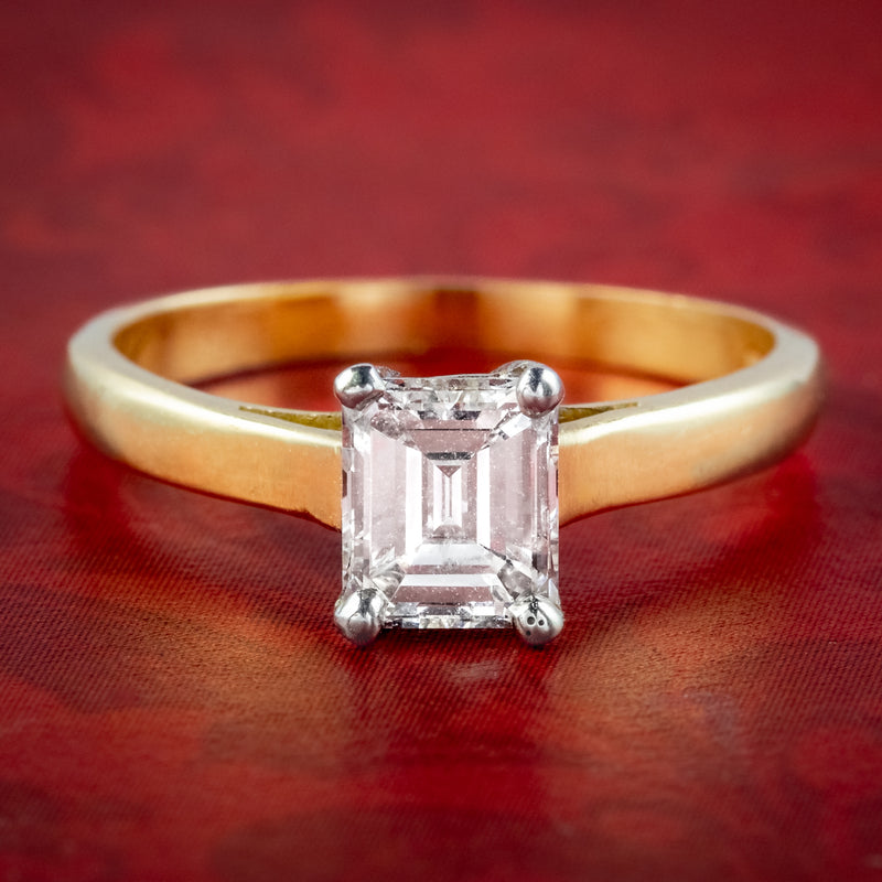 Vintage Diamond Engagement Ring 1.04ct Step Cut H-VS2 circa 1950s