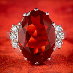 Vintage Fire Opal Diamond Ring 4.52ct Natural Opal With Cert