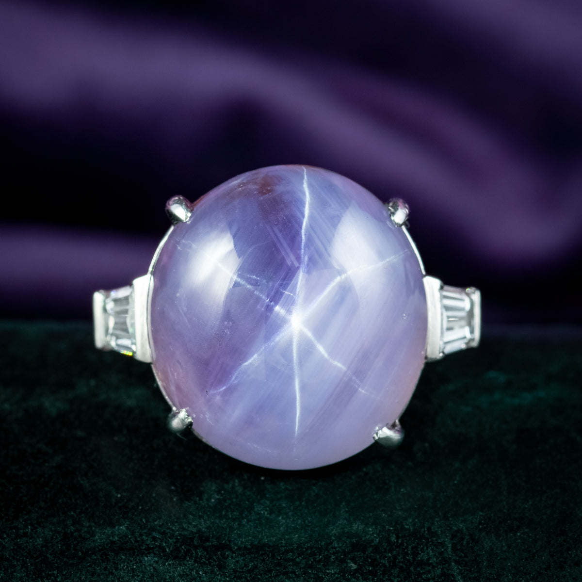 Vintage French Violet Ceylon Star Sapphire Diamond Ring 45.2ct Sapphir Antique Jewellery Online