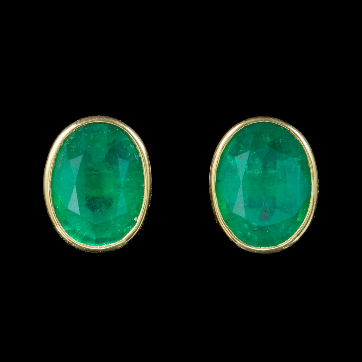 Vintage Natural Emerald Stud Earrings 18ct Gold 3.2ct Of Emerald With Antique Jewellery Online