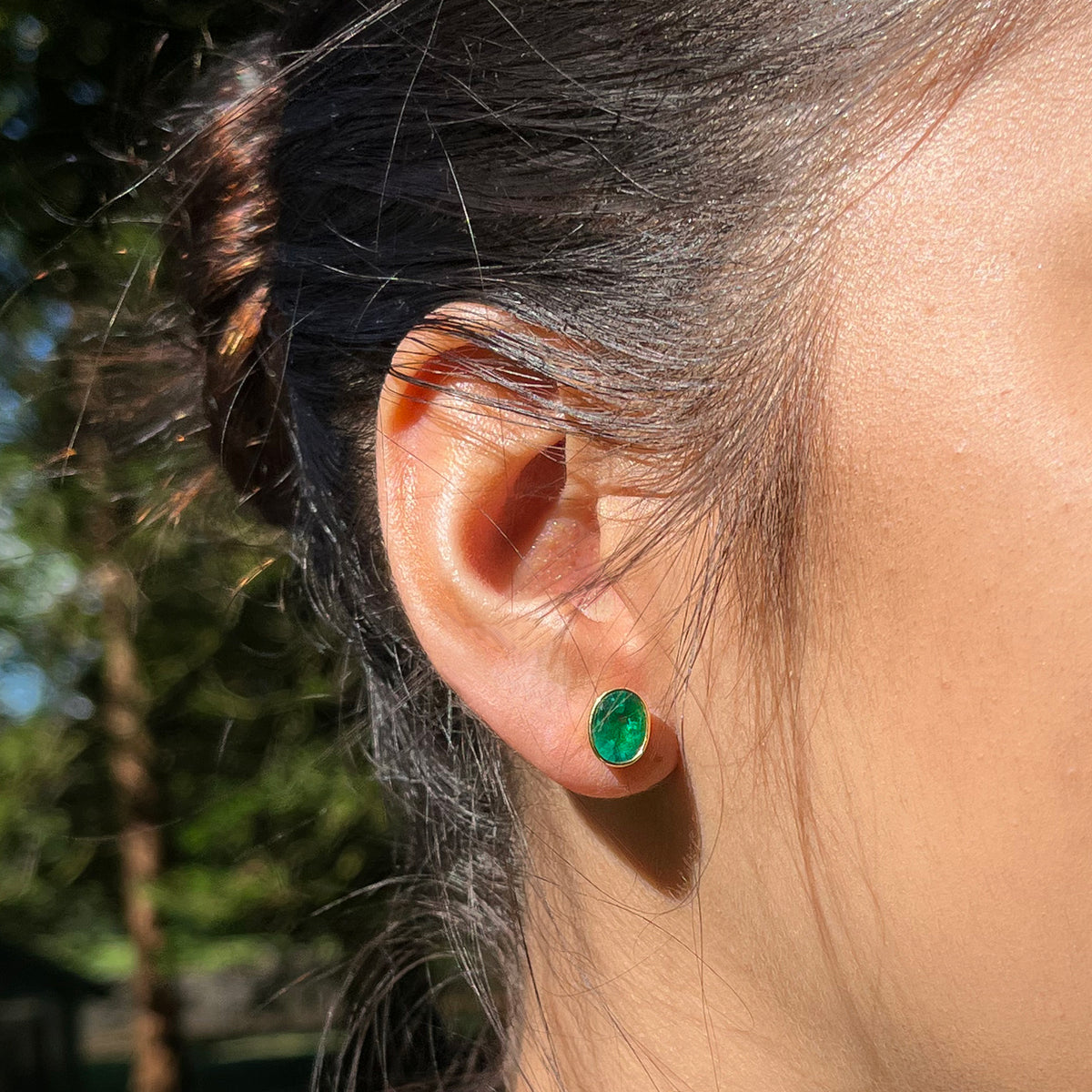 Vintage Natural Emerald Stud Earrings 18ct Gold 3.2ct Of Emerald With Antique Jewellery Online